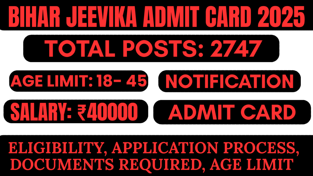 Bihar JEEVIKA Admit Card 2025