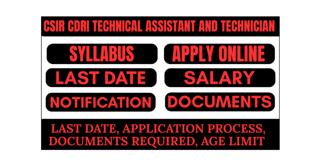 CSIR CDRI Technical Assistant and Technician apply online