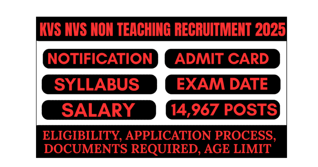 KVS NVS Non Teaching Recruitment 2025