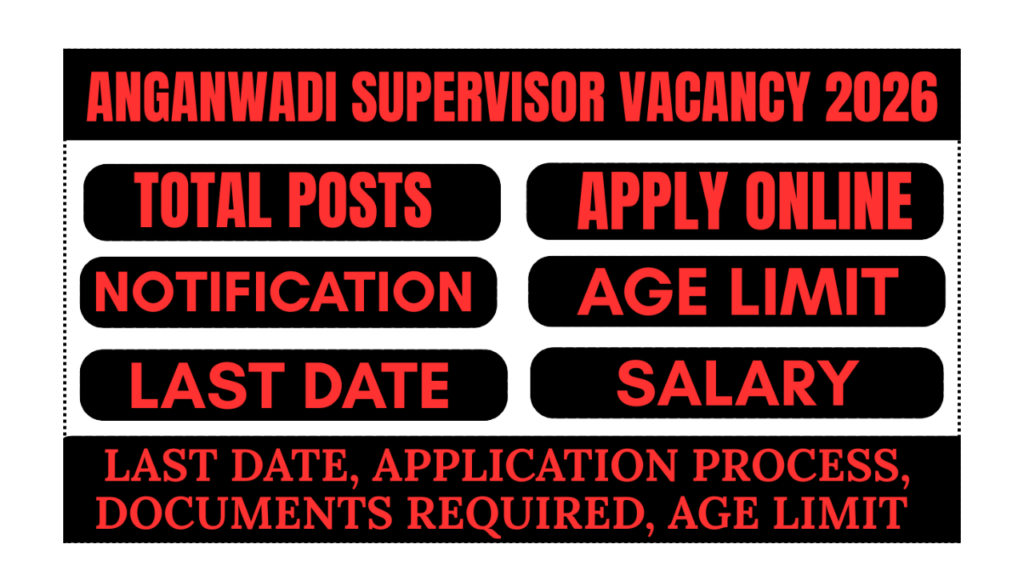 Anganwadi Supervisor Vacancy 2026 Apply Online