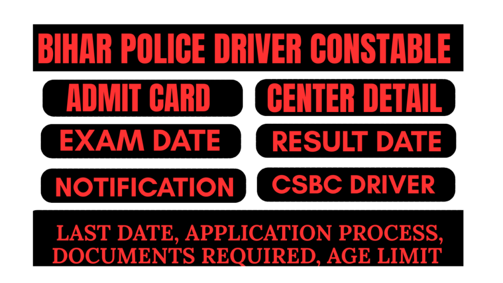 CSBC Bihar Police Driver Constable Admit Card 2025.