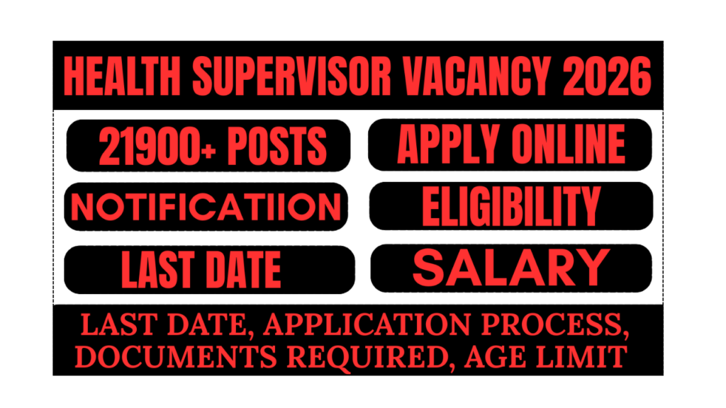 Health Supervisor Vacancy 2026