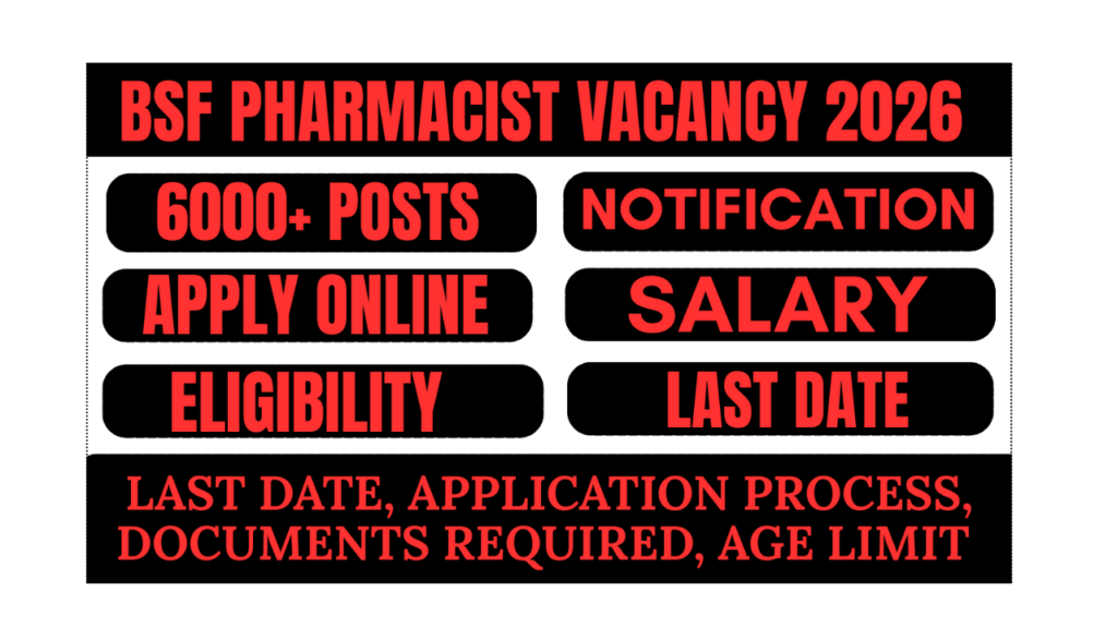 BSF Pharmacist Vacancy 2026 apply online